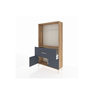 Arges Dolap Tek Raflı Tek Çekmeceli Tek Askılı 88x30x163 Çam-antrasit