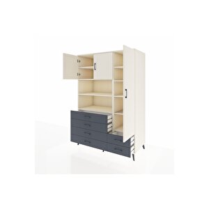 Kronos Dolap 9 Raflı 6 Çekmeceli 3 Kapaklı 132x59x195 Aytaşı-aytaşı/antrasit