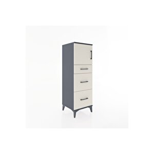 Hyperion Dolap Tek Raflı 3 Çekmeceli Tek Kapaklı 44x44x134 Antrasit-aytaşı