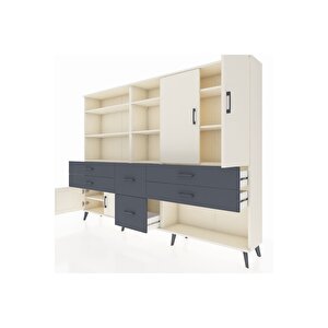 Arges Dolap 10 Raflı 6 Çekmeceli 4 Kapaklı 220x30x163 Aytaşı-aytaşı/antrasit