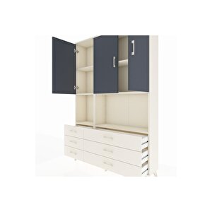 Arges Dolap 6 Raflı 6 Çekmeceli 3 Kapaklı 132x30x195 Aytaşı-antrasit/aytaşı