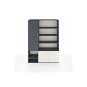 Arges Dolap 9 Raflı 3 Çekmeceli Tek Kapaklı  132x30x195 Antrasit-antrasit/aytaşı