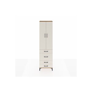 Arges Dolap 2 Raflı 4 Çekmeceli Tek Askılı 60x30x221 Çam-aytaşı