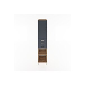 Hyperion Dolap 4 Raflı 3 Çekmeceli Tek Kapaklı 44x44x221 Çam-antrasit