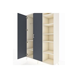 Hyperion Dolap 7 Raflı 2 Kapaklı Tek Askılı 132x44x195 Aytaşı-antrasit/aytaşı