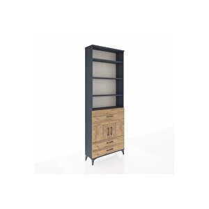 Arges Dolap 5 Raflı 3 Çekmeceli 2 Kapaklı 88x30x243 Antrasit-çam