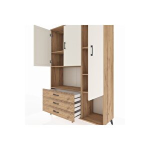 Hyperion Dolap 6 Raflı 3 Çekmeceli 3 Kapaklı 132x44x195 Çam-aytaşı/çam