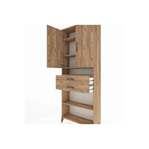 Arges Dolap 5 Raflı 2 Çekmeceli 2 Kapaklı 88x30x221 Çam-çam