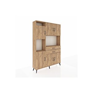 Arges Gardrop 8 Raflı 2 Çekmeceli 6 Kapaklı 132x30x195 Çam-çam