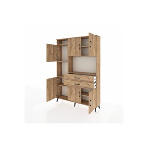 Arges Gardrop 8 Raflı 2 Çekmeceli 6 Kapaklı 132x30x195 Çam-çam