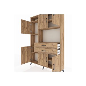 Arges Gardrop 8 Raflı 2 Çekmeceli 6 Kapaklı 132x30x195 Çam-çam