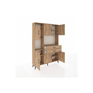 Arges Gardrop 8 Raflı 2 Çekmeceli 6 Kapaklı 132x30x195 Çam-çam