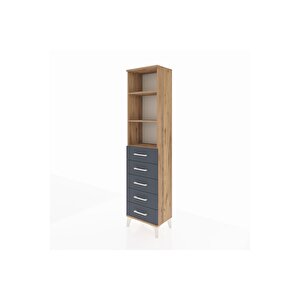 Arges Dolap 3 Raflı 5 Çekmeceli 44x30x182 Çam-antrasit