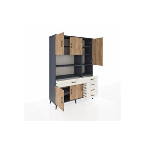 Hyperion Dolap 9 Raflı 5 Çekmeceli 5 Kapaklı 132x44x195 Antrasit-çam/aytaşı