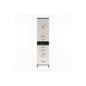 Hyperion Dolap 4 Raflı 5 Çekmeceli 4 Kapaklı 60x44x243 Antrasit-aytaşı