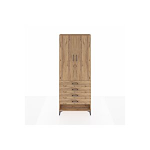 Arges Dolap 3 Raflı 4 Çekmeceli 2 Kapaklı 88x30x221 Çam-çam