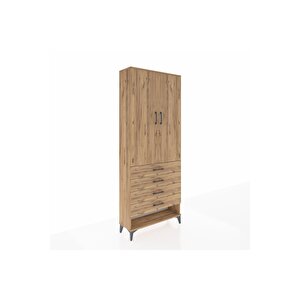 Arges Dolap 3 Raflı 4 Çekmeceli 2 Kapaklı 88x30x221 Çam-çam