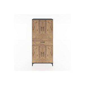 Hyperion Dolap 4 Raflı Tek Çekmeceli 4 Kapaklı 88x44x195 Antrasit-çam