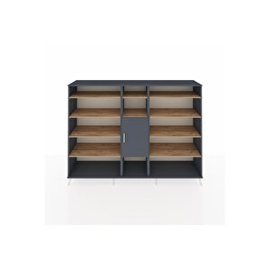 Hyperion Dolap 12 Raflı Tek Kapaklı  220x44x163 Antrasit-antrasit/çam