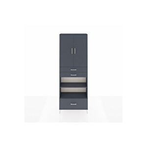Arges Dolap 5 Raflı 3 Çekmeceli 2 Kapaklı 88x30x243 Antrasit-antrasit