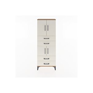 Arges Dolap 3 Raflı 4 Çekmeceli 4 Kapaklı 60x30x163 Çam-aytaşı