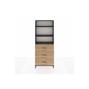 Arges Dolap 3 Raflı 3 Çekmeceli 88x30x221 Antrasit-çam