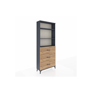 Arges Dolap 3 Raflı 3 Çekmeceli 88x30x221 Antrasit-çam