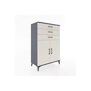 Hyperion Dolap 3 Çekmeceli 2 Kapaklı 88x44x134 Antrasit-aytaşı