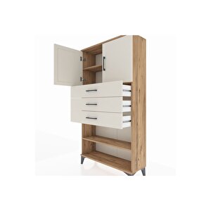 Arges Dolap 3 Raflı 3 Çekmeceli 2 Kapaklı 88x30x163 Çam-aytaşı
