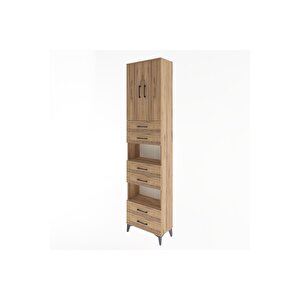 Arges Dolap 5 Raflı 6 Çekmeceli 2 Kapaklı 60x30x243 Çam-çam