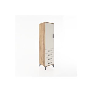 Hyperion Dolap 2 Raflı 4 Çekmeceli Tek Kapaklı 44x44x182 Çam-aytaşı