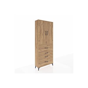 Arges Dolap 3 Raflı 4 Çekmeceli 2 Kapaklı 88x30x221 Çam-çam