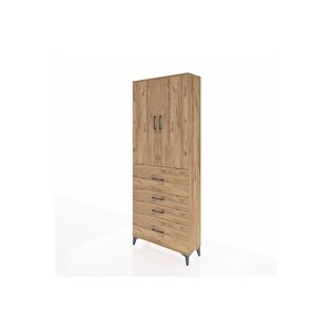 Arges Dolap 3 Raflı 4 Çekmeceli 2 Kapaklı 88x30x221 Çam-çam