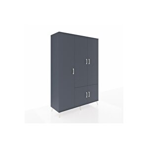 Hyperion Gardrop 7 Raflı 5 Kapaklı Tek Askılı 132x44x195 Antrasit-antrasit