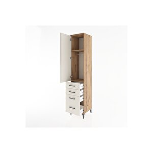 Hyperion Dolap 2 Raflı 4 Çekmeceli Tek Askılı 44x44x221 Çam-aytaşı