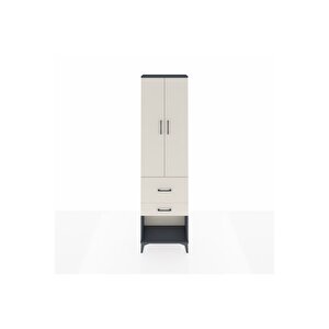 Arges Dolap 2 Raflı 2 Çekmeceli Tek Askılı 60x30x221 Antrasit-aytaşı