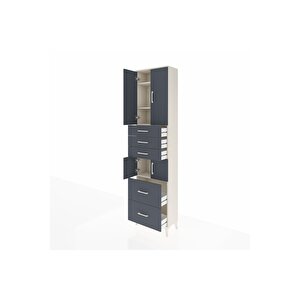 Arges Dolap 4 Raflı 5 Çekmeceli 4 Kapaklı 60x30x243 Aytaşı-antrasit