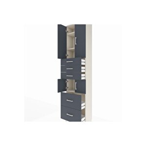 Arges Dolap 4 Raflı 5 Çekmeceli 4 Kapaklı 60x30x243 Aytaşı-antrasit