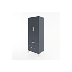 Hyperion Dolap 3 Raflı 2 Çekmeceli 2 Kapaklı 60x44x163 Antrasit-antrasit
