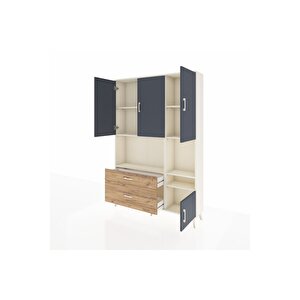 Arges Dolap 7 Raflı 2 Çekmeceli 4 Kapaklı 132x30x195 Aytaşı-antrasit/çam