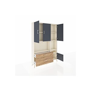 Arges Dolap 7 Raflı 2 Çekmeceli 4 Kapaklı 132x30x195 Aytaşı-antrasit/çam