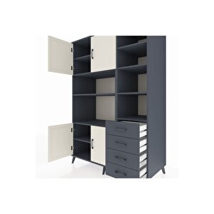 Kronos Dolap 9 Raflı 4 Çekmeceli 4 Kapaklı 132x59x195 Antrasit-aytaşı/antrasit