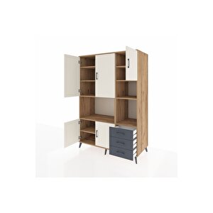Kronos Dolap 9 Raflı 3 Çekmeceli 5 Kapaklı 132x59x195 Çam-aytaşı/antrasit