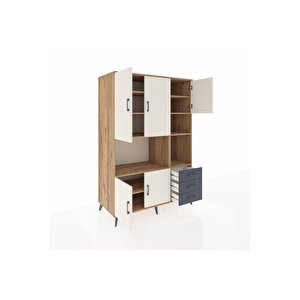 Kronos Dolap 9 Raflı 3 Çekmeceli 5 Kapaklı 132x59x195 Çam-aytaşı/antrasit