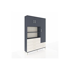 Arges Dolap 9 Raflı 6 Çekmeceli 3 Kapaklı 132x30x195 Antrasit-antrasit/aytaşı