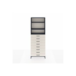 Arges Dolap 3 Raflı 8 Çekmeceli 88x30x243 Antrasit-aytaşı