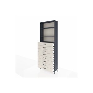 Arges Dolap 3 Raflı 8 Çekmeceli 88x30x243 Antrasit-aytaşı