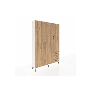 Arges Gardrop 6 Raflı 3 Çekmeceli Tek Askılı 132x30x195 Aytaşı-çam