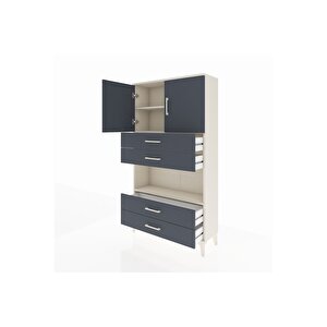 Arges Dolap 3 Raflı 4 Çekmeceli 2 Kapaklı 88x30x163 Aytaşı-antrasit