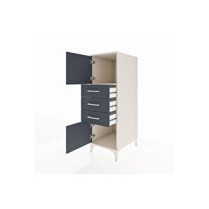 Kronos Dolap Tek Raflı 3 Çekmeceli 2 Kapaklı 44x59x134 Aytaşı-antrasit